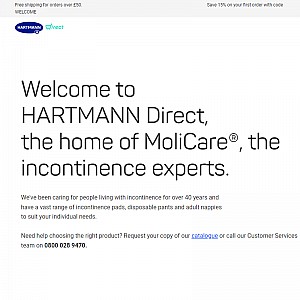 Hartmann Direct Mail Order Incontinence Pads and Care Products